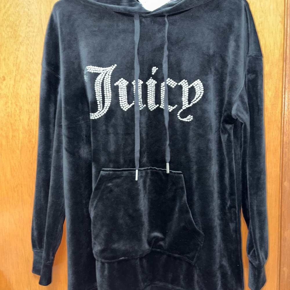Juicy Couture Black Hoodie with Rhinestone Detail